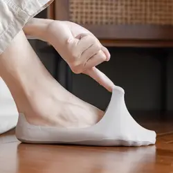 Men's Socks Summer Thin One Body Clipable Cotton Sole Ship's Socks Solid Color Traceless Invisible Anti-Slip Low Tube Stockings