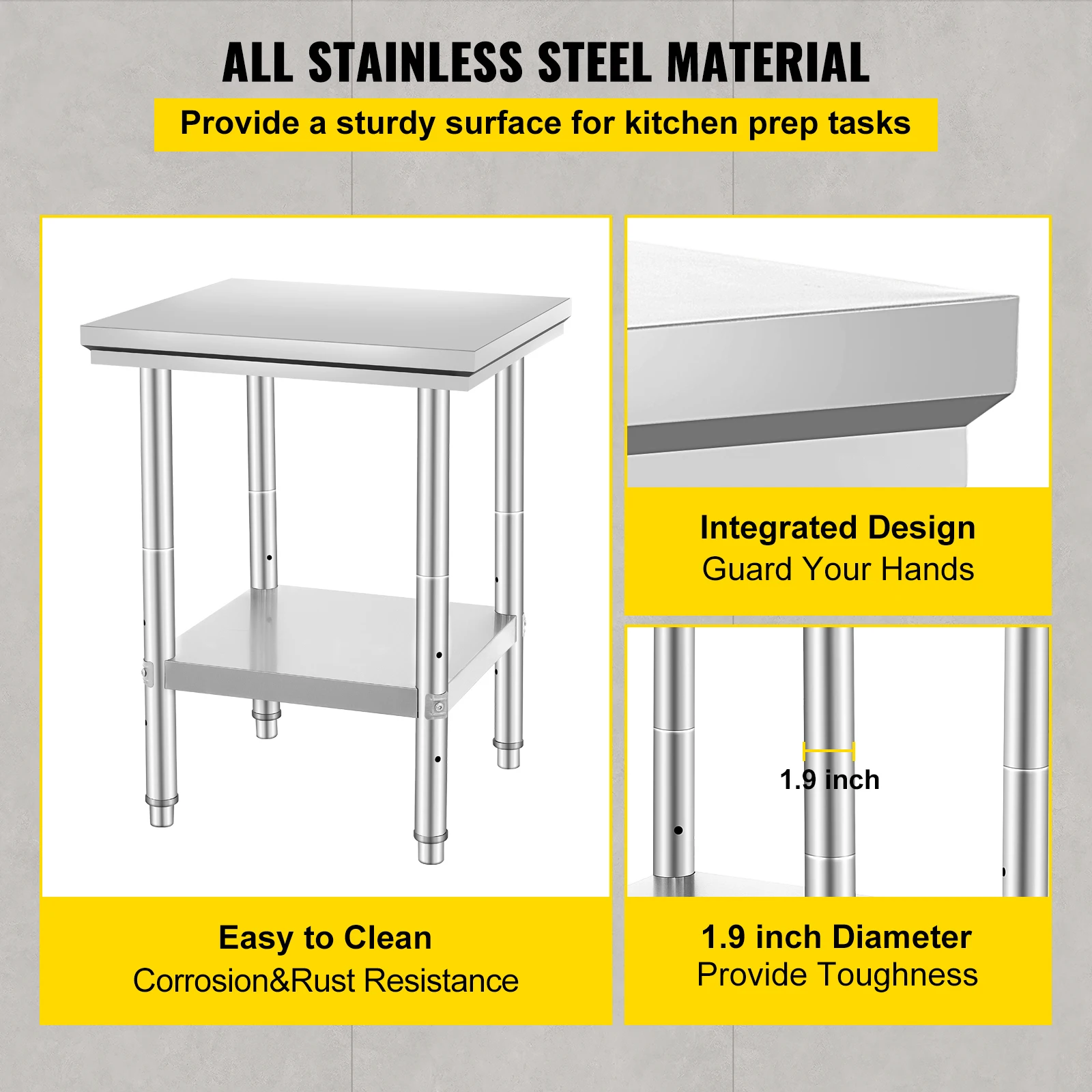 Stainless Steel Commercial Kitchen Work Table with Adjustable Shelf
