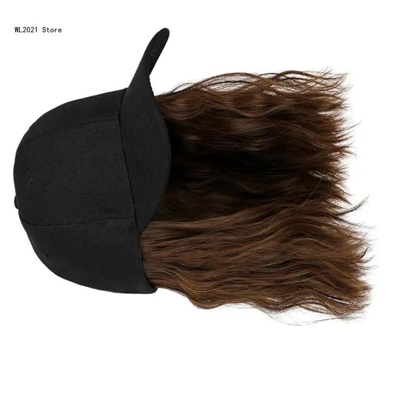 Women Baseball Hat with Attached Short Curly Hair Wig Detachable Natural and Soft Bob Hair Wig for Female baseball cap