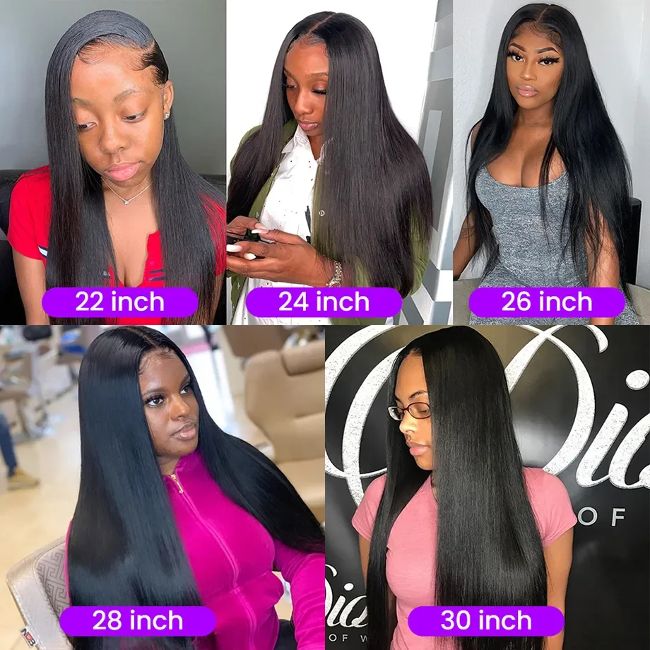 13x4 Transparent Lace Frontal Wig 100% Human Hair Wigs Straight Hair Wig Pre Plucked Bleached Knots  HD Lace Wigs For Women
