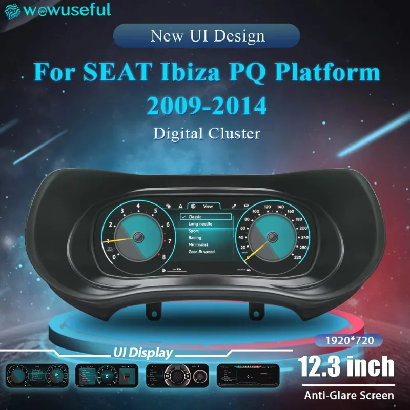 SX【Grado Profesional】Panel de Instrumentos Digital Virtual de 12.3 Pulgadas para Volkswagen Seat Ibiza 2009-2014 2