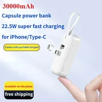 2025 New Small Mini 30000 MAh Capsule Power Bank with Cable Plug and Play External Battery for iPhone Samsung Xiaomi Huawei 1