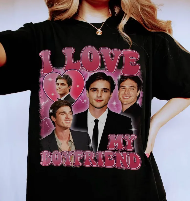 Jacob Elorddi I Love My Boyfriend T Shirt Bath Water Vintage Maniche Lunghe O Corte