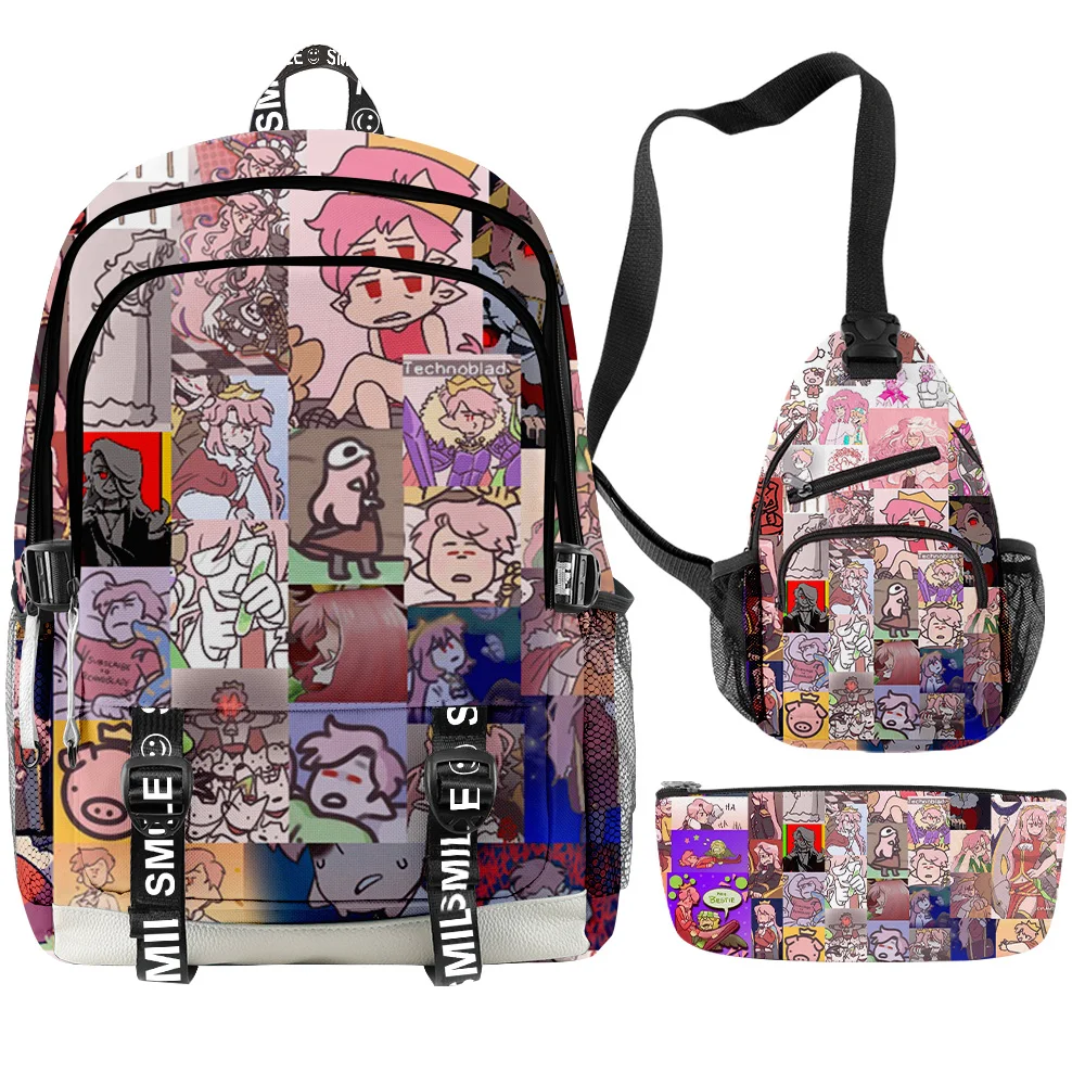 

Popular Youthful Technoblade 3D Print 3pcs/Set Oxford Waterproof Notebook multifunction Backpacks Chest Bag Pencil Case