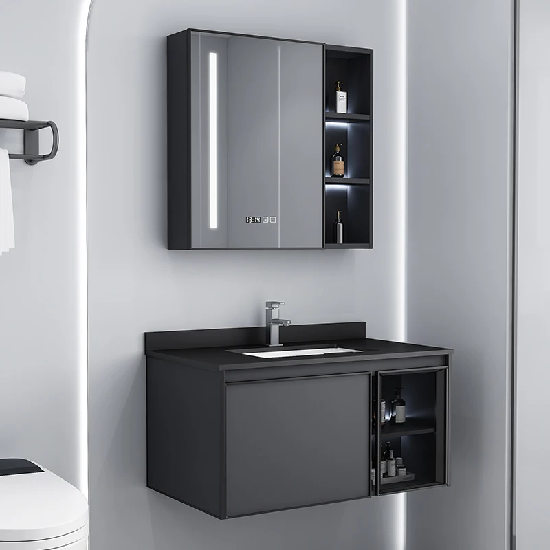 Set Completo Di Lusso Armadi Lavabo Lavabo Da Appoggio Nero Armadi Da Bagno Rubinetti Appesi Mobili Da Bagno Mobili Ausiliari