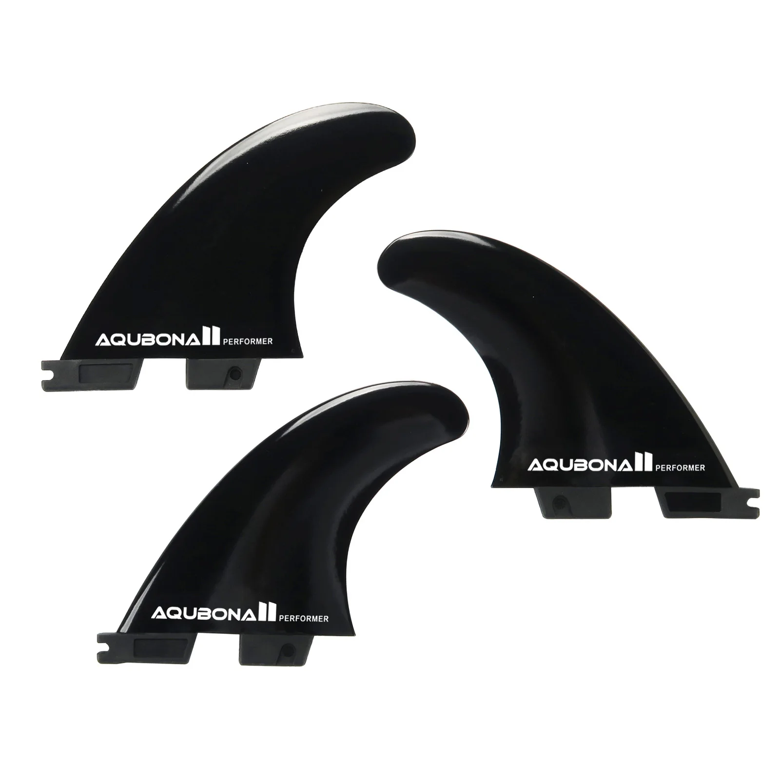 Double Tabs Fins II Medium Performer/Reactor Fiberglass Reinforced Polymer Surfboard Fins-Thruster (3 Fins) Double Blue/Black surfboard fin
