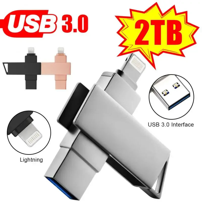 Ruota Usb Flash Drive 128Gb 1/2Tb Pendrive Con 2 In 1 Interfaccia Da Usb A Lightning Pendrive Usb3.0 Per Android Iphone 14 Pro Max