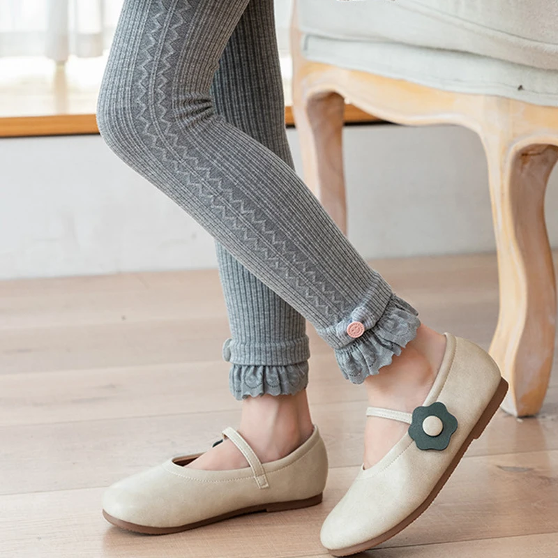 Winter Autumn Children Warm Pantyhose Kids Stockings Baby Girls Tights Toddler Clothing Stretch Bowknot Lace Leggings 2-8 Years