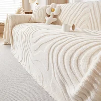 Tuffed Fleece Warm Soft Sofa Towel Geometric Lines Jacquard Mordern Simple Pattern Multiuse Sofa Cover Blanket for Living Room 1