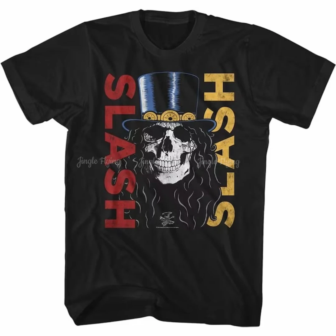 Slash Guns N Roses Double Slash Skull T-Shirt Nera Per Adulti Magliette Sportive Morbide E Traspiranti Oversize