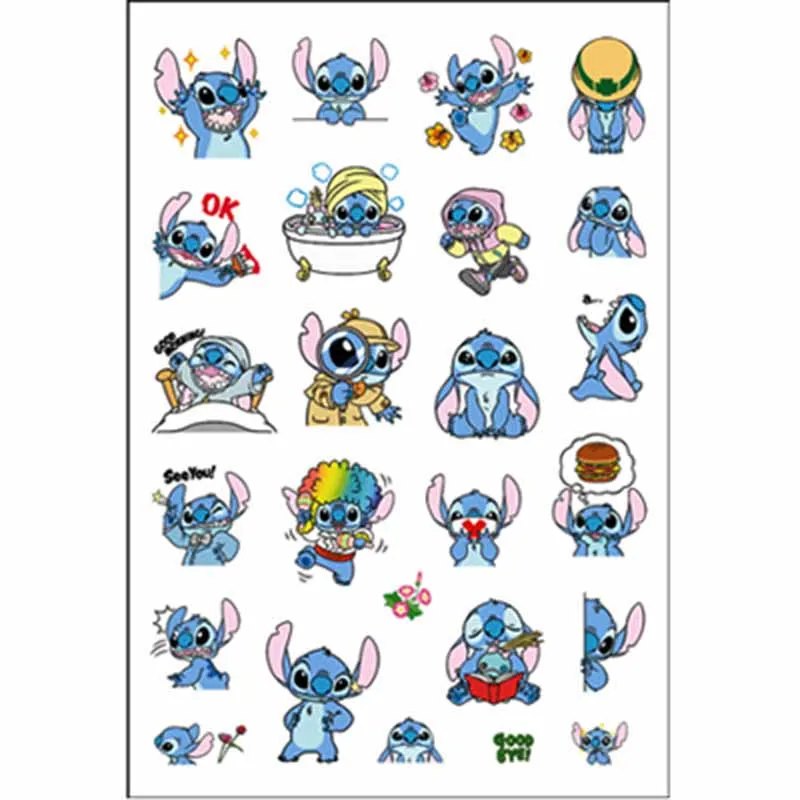 Stitch Disney Anime Figure Waterproof Tattoo Sticker Cartoon Doll Decoration Stitch Sticker Model Kids Toys Girls Birthday Gift - Bilde 3