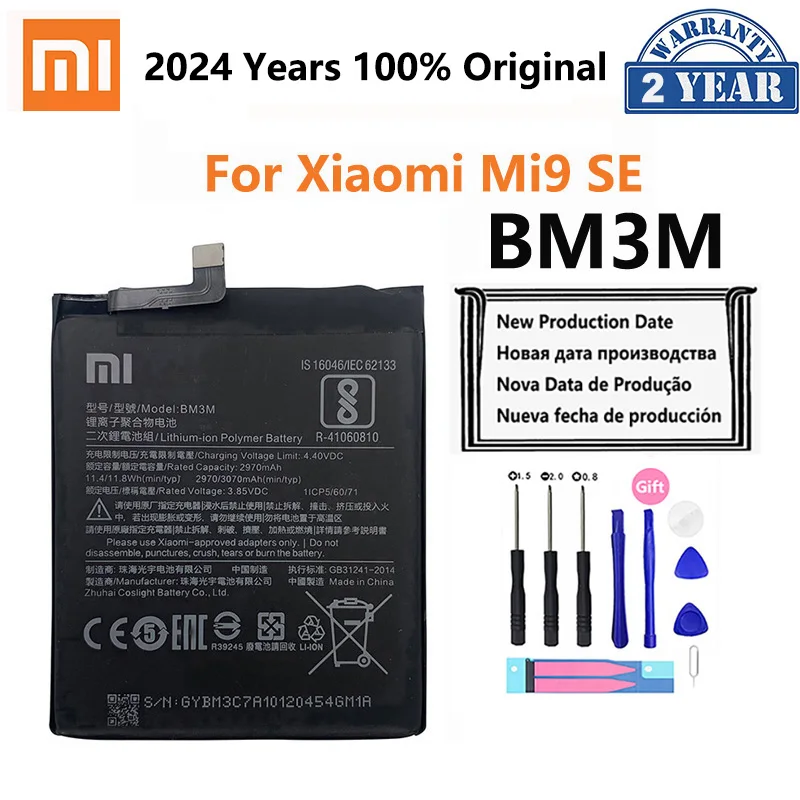 

100% Original Xiao Mi Replacement Battery BM3M For Xiaomi Mi9 SE Mi 9SE 3070mAh High Capacity Phone Batteries Free Tools