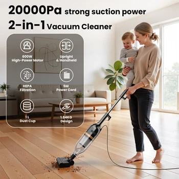 INSE R7/R6X/R3S Corded Vacuum Cleaner Handheld Stick Vacuum 600W Powerful 3 in1 Lightweight Vacuum Cleaners for Home Hard Floor Pet Hair 2