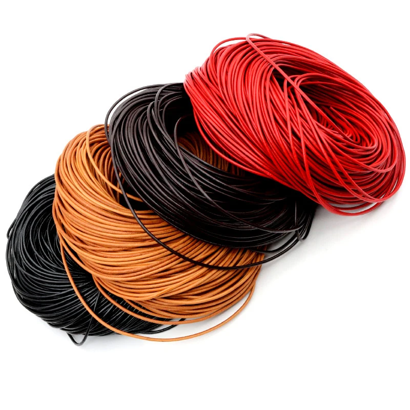 1 1,5 2 2,5 3 4 5mm 4 Farbe Echtes Kuh Leder Runde Tanga Schnur DIY Armband Erkenntnisse Seil string Für Schmuck Machen