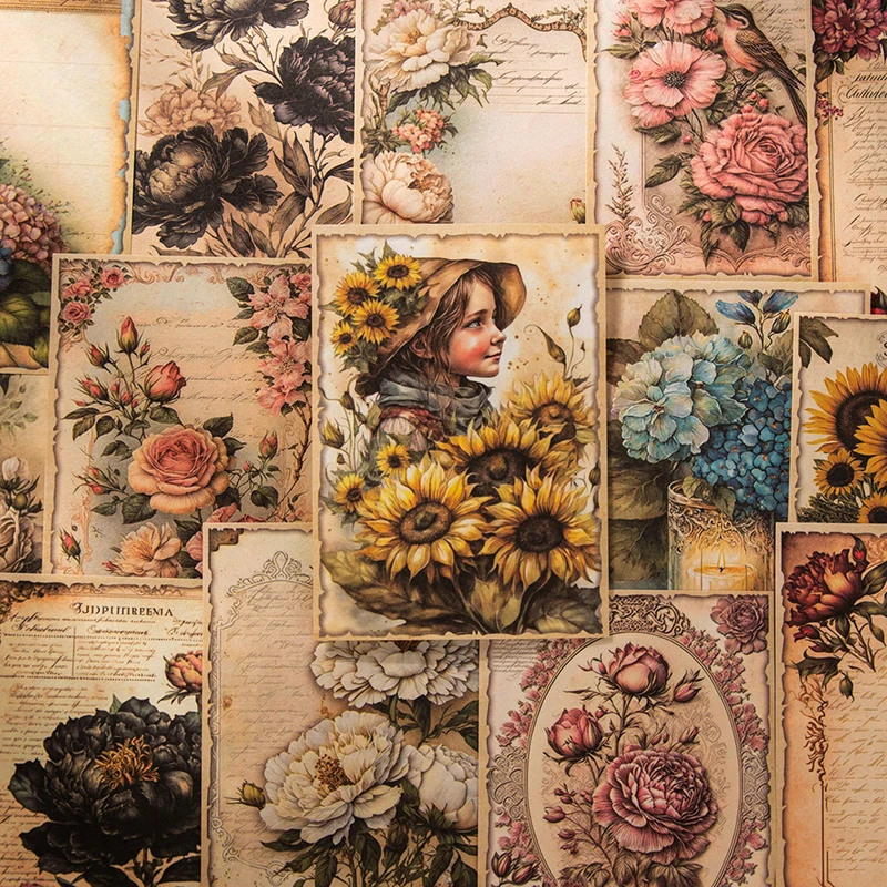Yoofun 30Sheets  Collage Decor Material Paper Flower Painted Book Pages Vintage Plant Creative DIY Junk Journal Scrapbooking diy 5