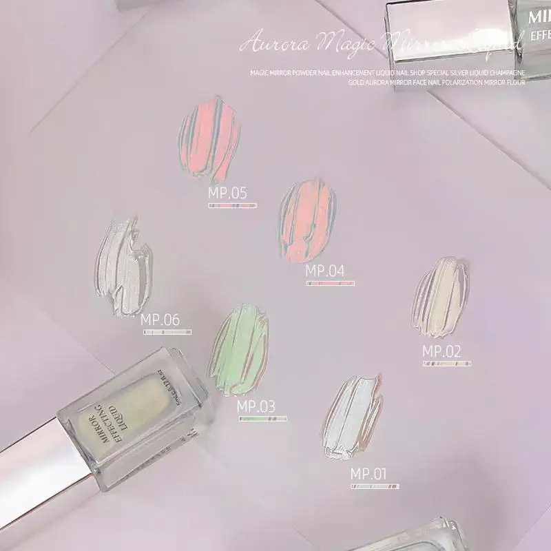 Liquid Auroras Nail Powder Liquid Moonlight Pigment Chrome Mirror Fingernail Decoration Long-lasting Aurora Nail Gel