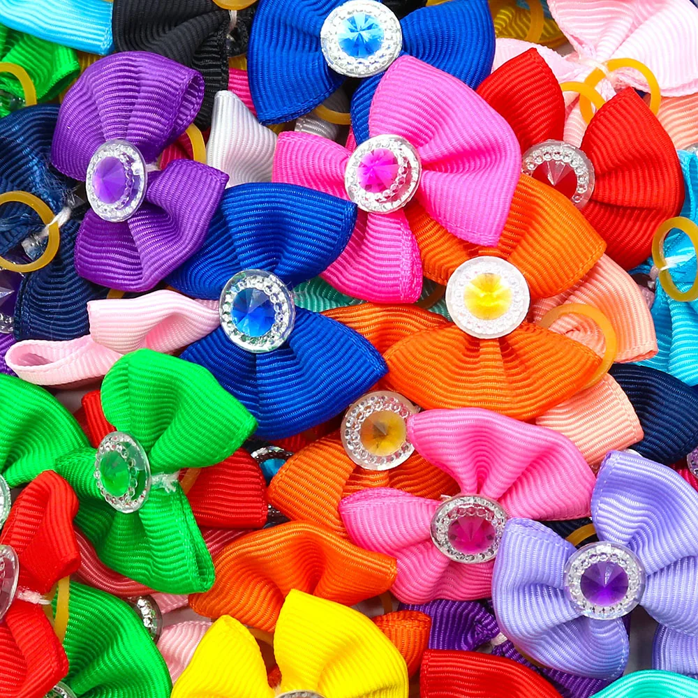 Title 4, 20pcs Summer Dog Hair Bows Dog Bows with Diamon...