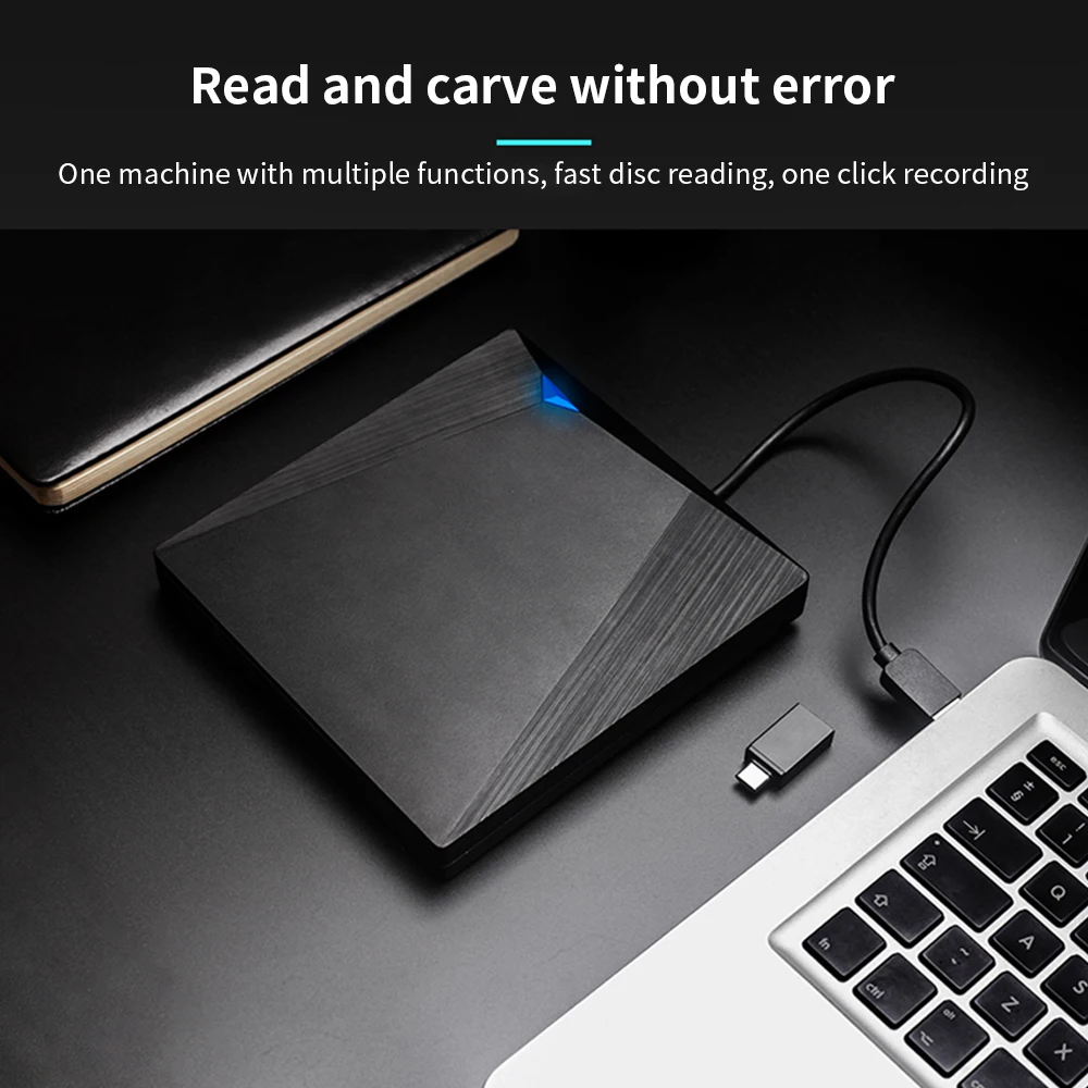 TISHRIC 블루레이 USB 3.0 외장 광학 드라이브 버너, 3D 블루레이 버너 리더, 라이터 슬림 BD CD DVD, 컴퓨터용 광학 블루레이