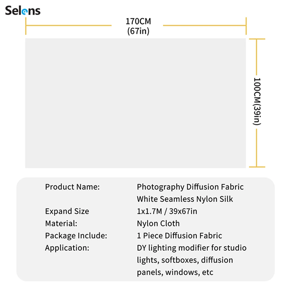 Selens Diffusion Fabric Nylon Silk Seamless Diffuser Cloth Light Soft Cloth Photo Studio Kits Photography Accessories