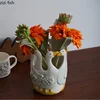 Hand Drawn Duck Shaped Ceramic Vase Animal Flowerpot Home Flower Arrangement Flower Vessels Dried Flower Vase Hydroponic Vases 5