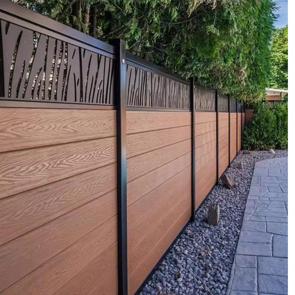 WPC Fence New Design Co-extrusion Composite Wpc Fence Customization Garden Privacy Outdoor Panels House Security