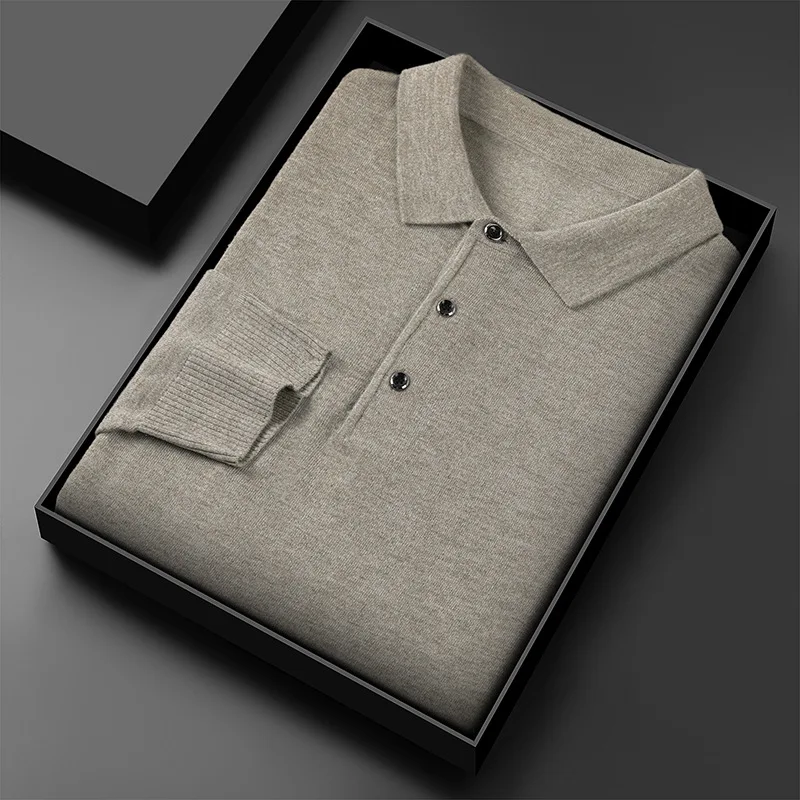 

Woolen Sweater Men's Autumn New Korean Style Solid Color Polo Collar Men's Thin T-shirt Slim Casual Long-Sleeved Sweater