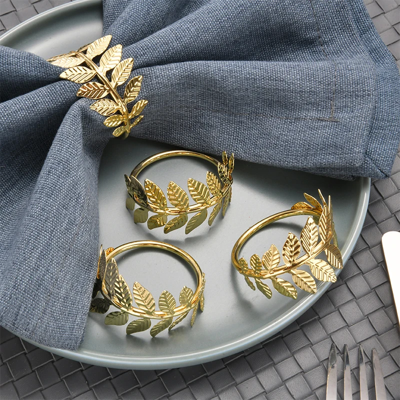 

1pcs Simulated Golden Leaf Napkin Ring Fall Harvest Thanksgiving Party Table Decoration Home Wedding Hotel Napkin Leaf Buckle