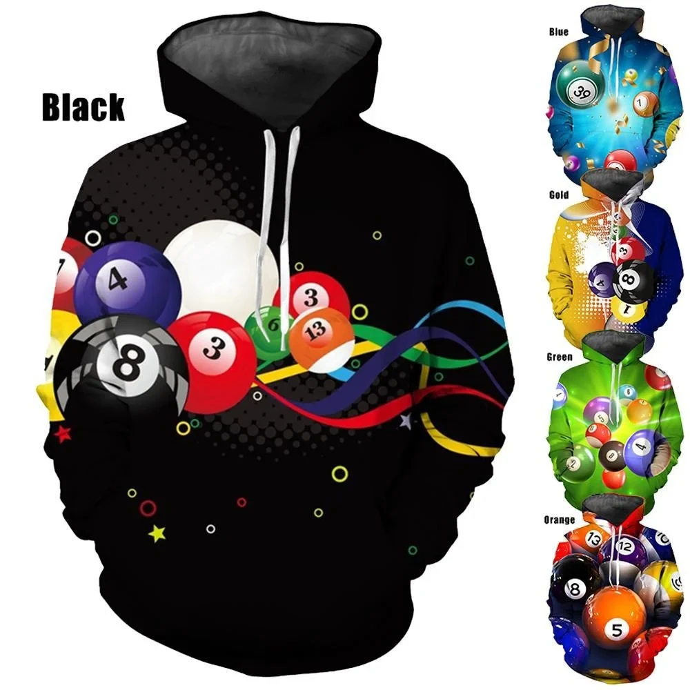 

Fashion Pool Balls Billiards Graphic Hoodie for Men Clothing 3D Print Casual 2023 New in Hoodies & Sweatshirts Unisex Pullovers