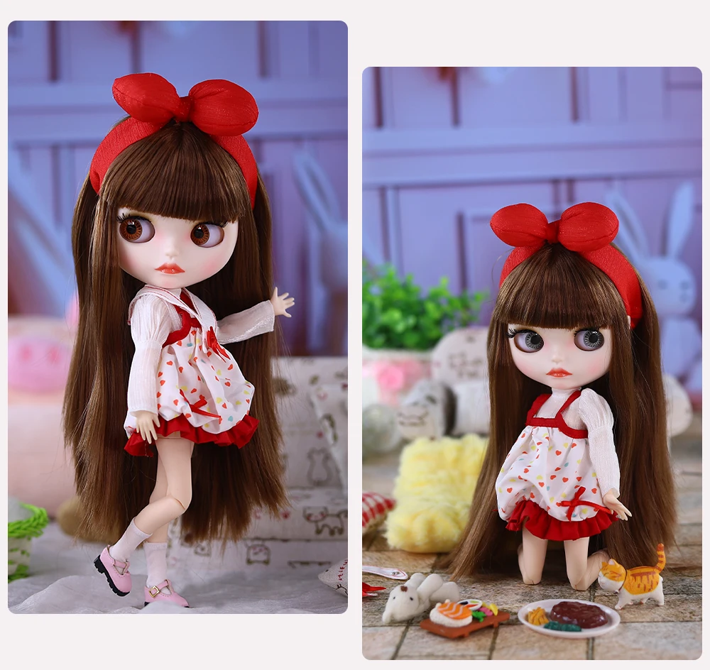 Honey – Premium Custom Neo Blythe Doll with Brown Hair, White Skin & Matte Cute Face 7