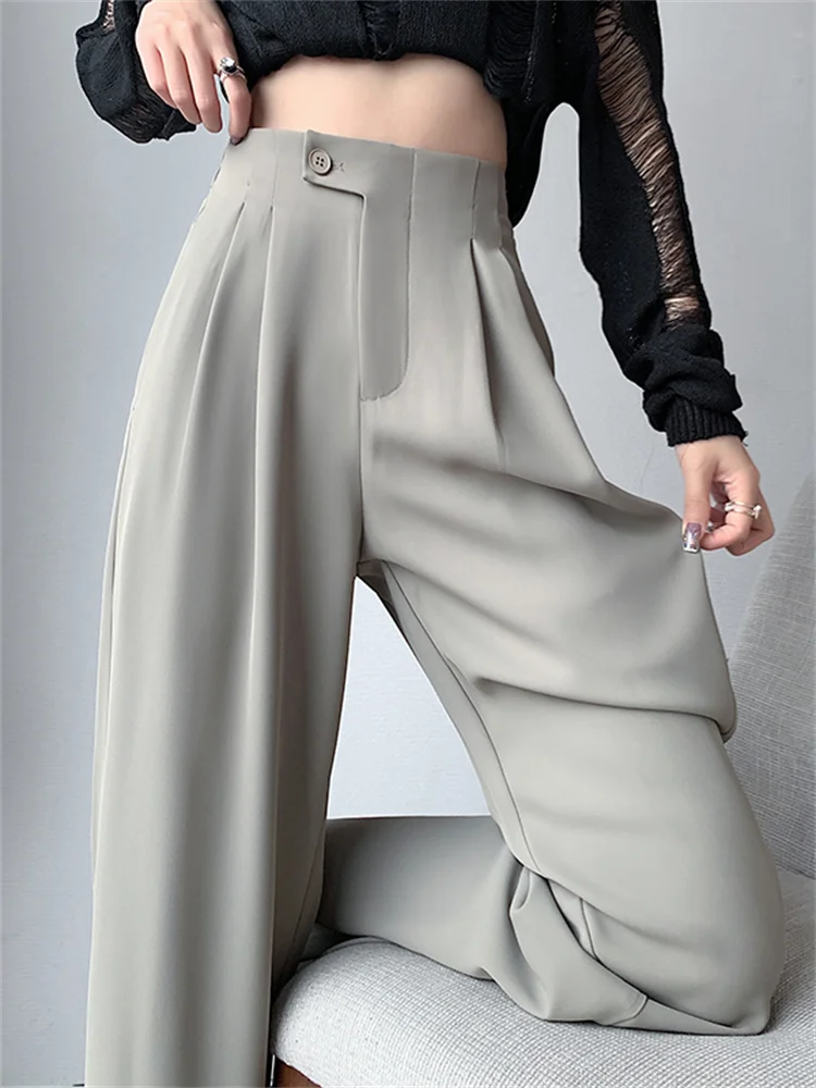 

High Waisted Suits Pants Women Spring Summer 2023 New High Waisted Wide Leg Pants Office Ladies Elegant Casual Pants
