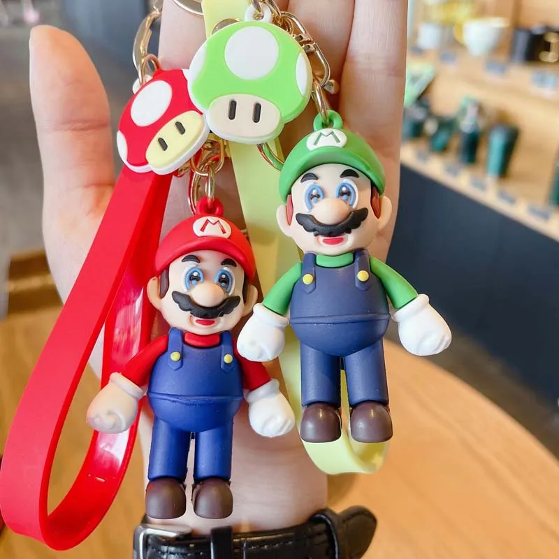 Chaveiro dos desenhos animados de Super Mario Bros, personagem do jogo,  bonecas do caráter do cogumelo, chaveiro bonito, saco do carro, coleção do  pendente, ornamentos da forma - AliExpress