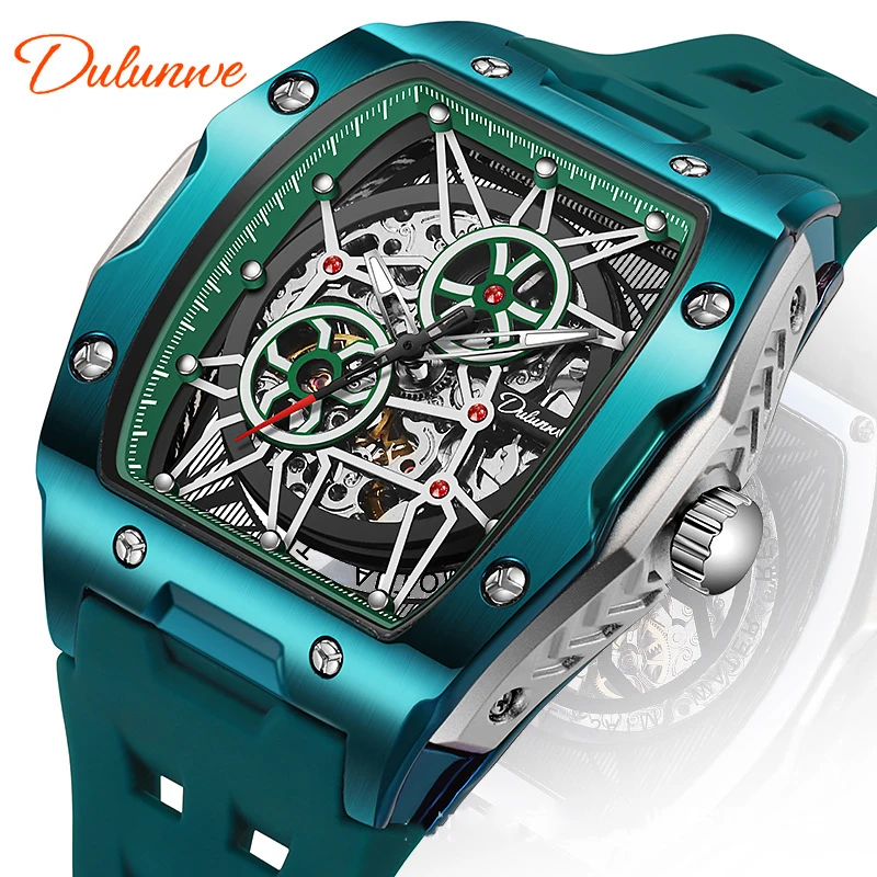 

Dulunwe Top Brand Men Mechanical Watch Luxury Automatic Watches Male Tonneau Waterproof Luminous Wristwatch Relogio Masculino