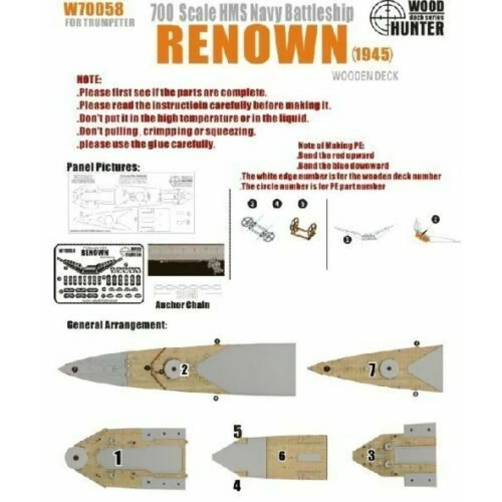 

Hunter W70058 1/700 Wood Deck HMS Battleship RENOWN FOR TRUMPETER 05765