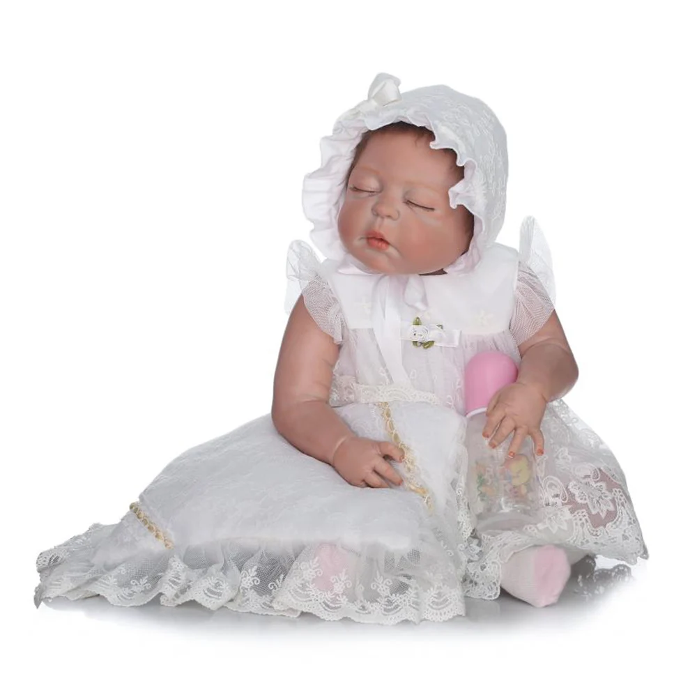 

57cm Bebe Doll Reborn Toddler Girl White Princess Very Soft Full Body Silicone Beautiful Doll Real Touch Toy Gifts