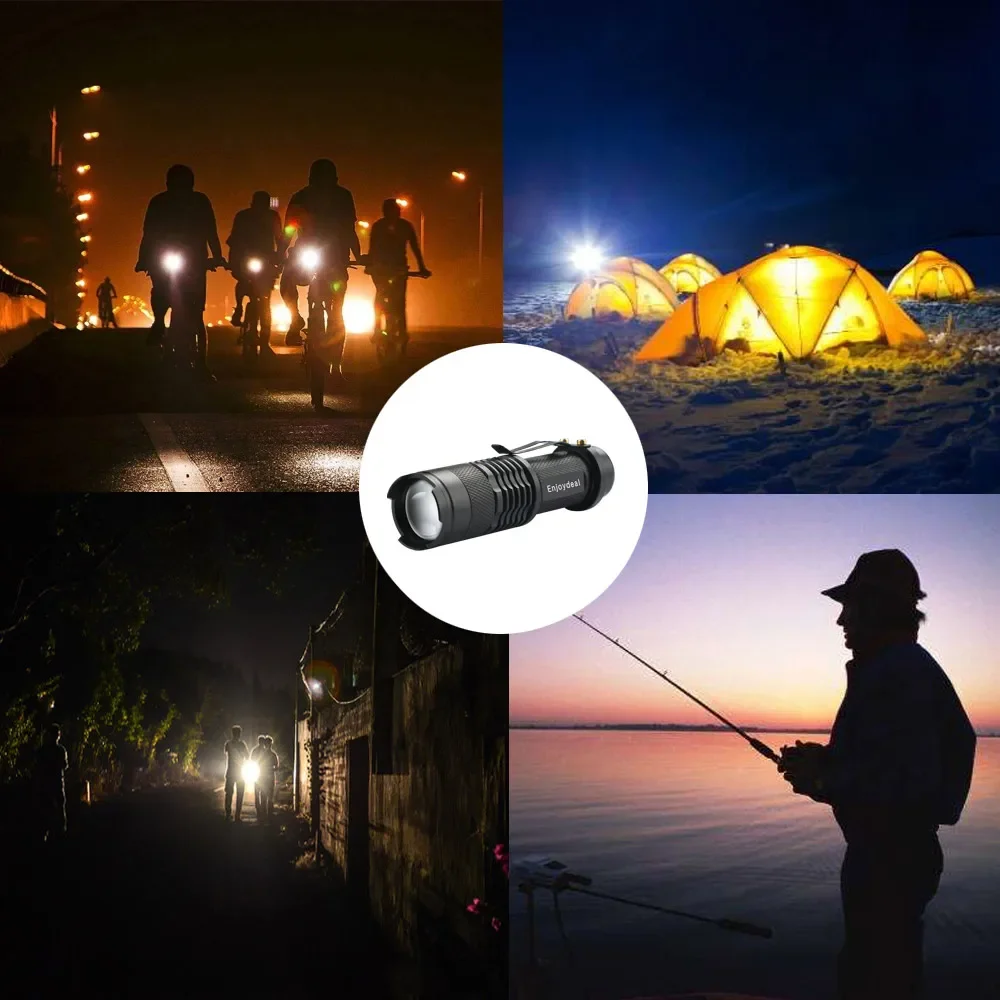 Compact Waterproof 2000lm LED Flashlight - Zoomable with 5 Color Options