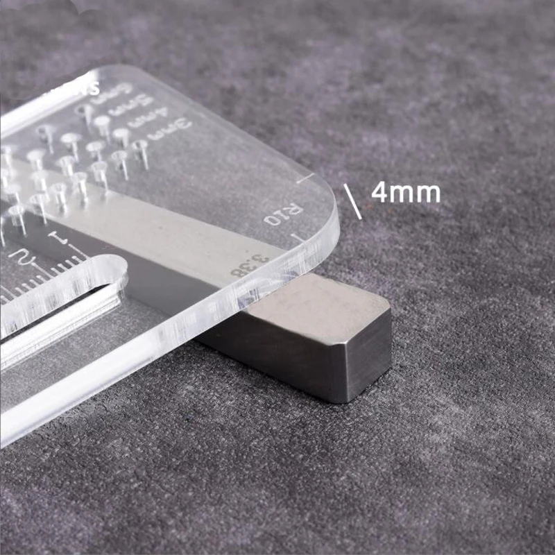 4mm thickened leather tool acrylic rounded corner cutting distance ruler transparent auxiliary manual leather tool