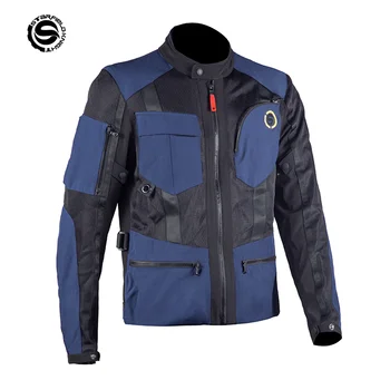 Star Field Knight Men's Mesh Riding Clothes Summer Breathable Blue Motorcycle Jacket With Rider Body Protective Gear Accessories