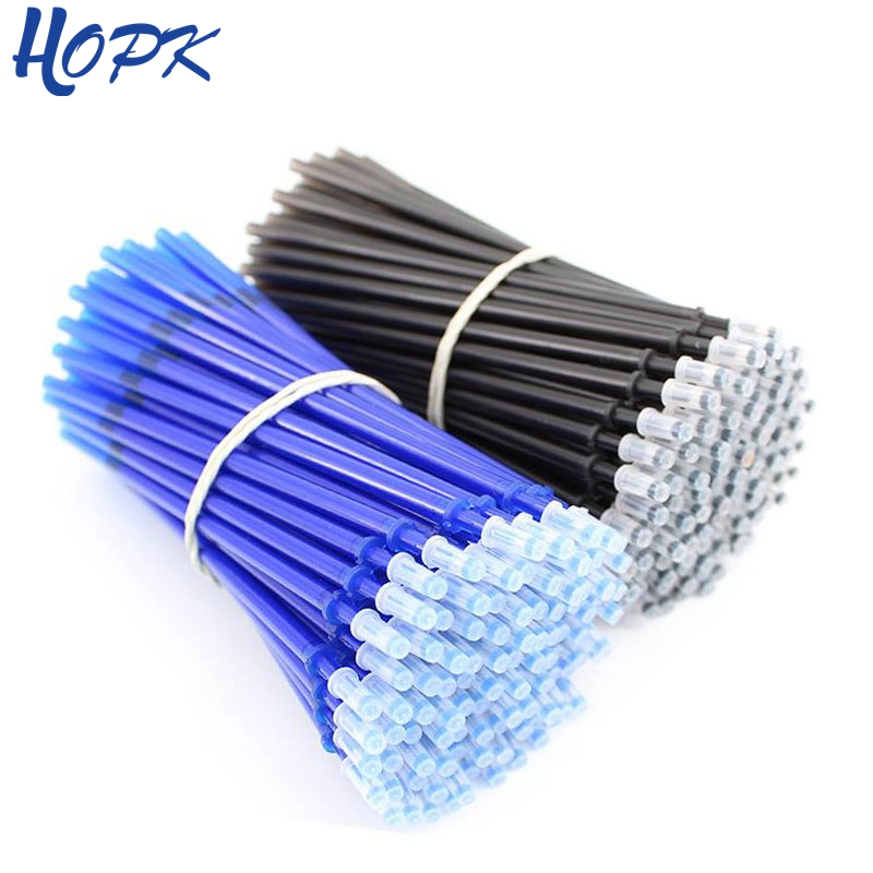 100Pcs Erasable Gel Pen Refill Rod set Erasable Pen Washable Handle 0.5mm Blue Black Ink Office School Stationery Writing Tool