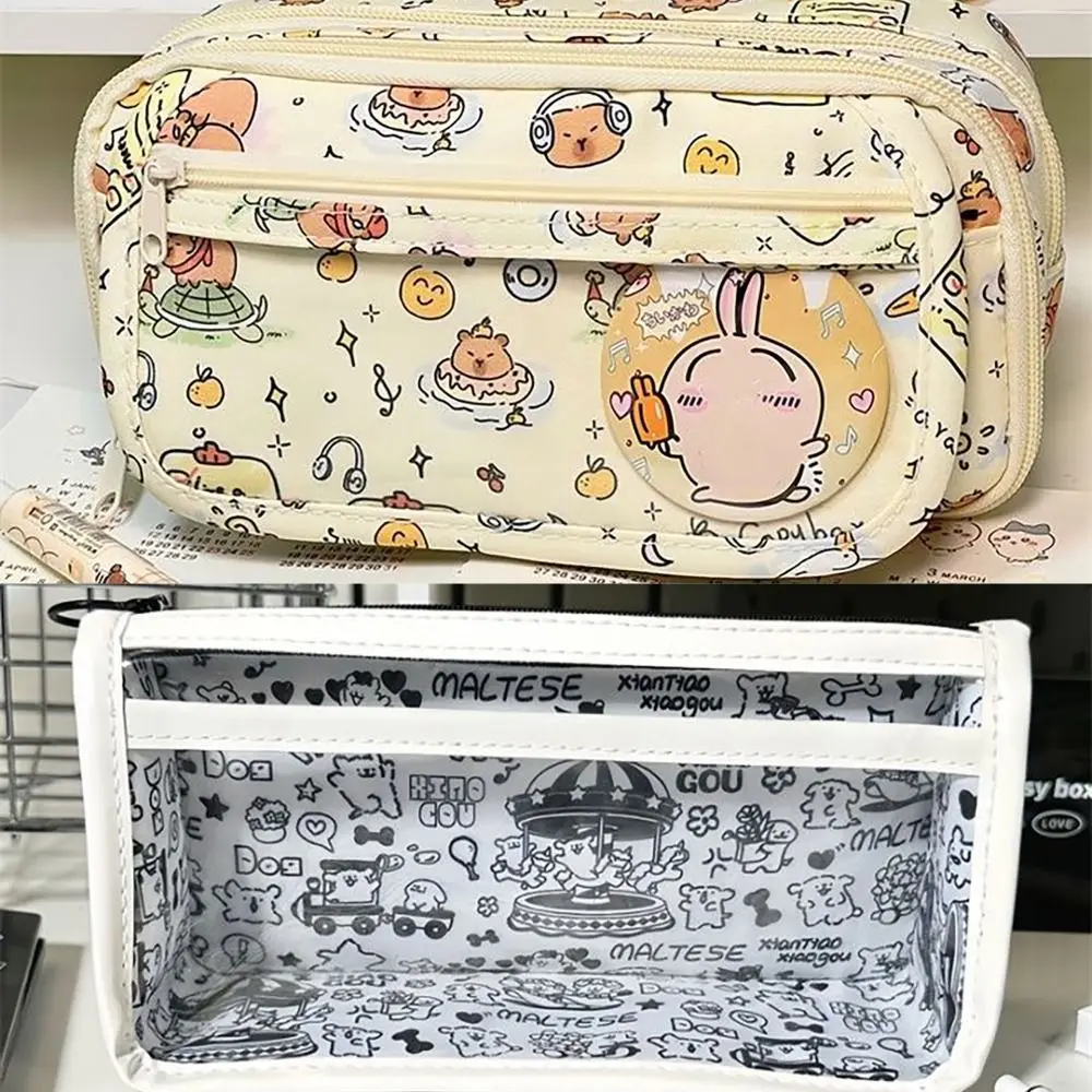 

Прозрачный флип-чехол, фотокарандаш, многофункциональный Мальтийский капибара, Канцелярский органайзер, вместительная сумка для ручек