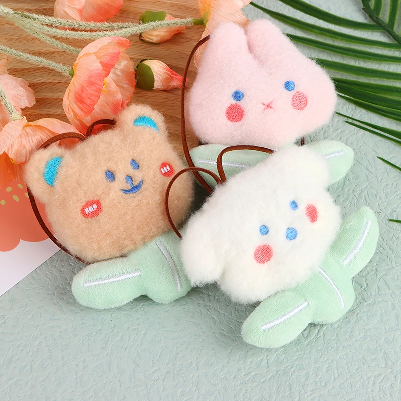 

Cartoon Animal Name Sticker Pendant Cute Bear Rabbit Dog Plush Stuffed Doll Anti-lost Mark Name Tag Charm Keychain Bag Decor