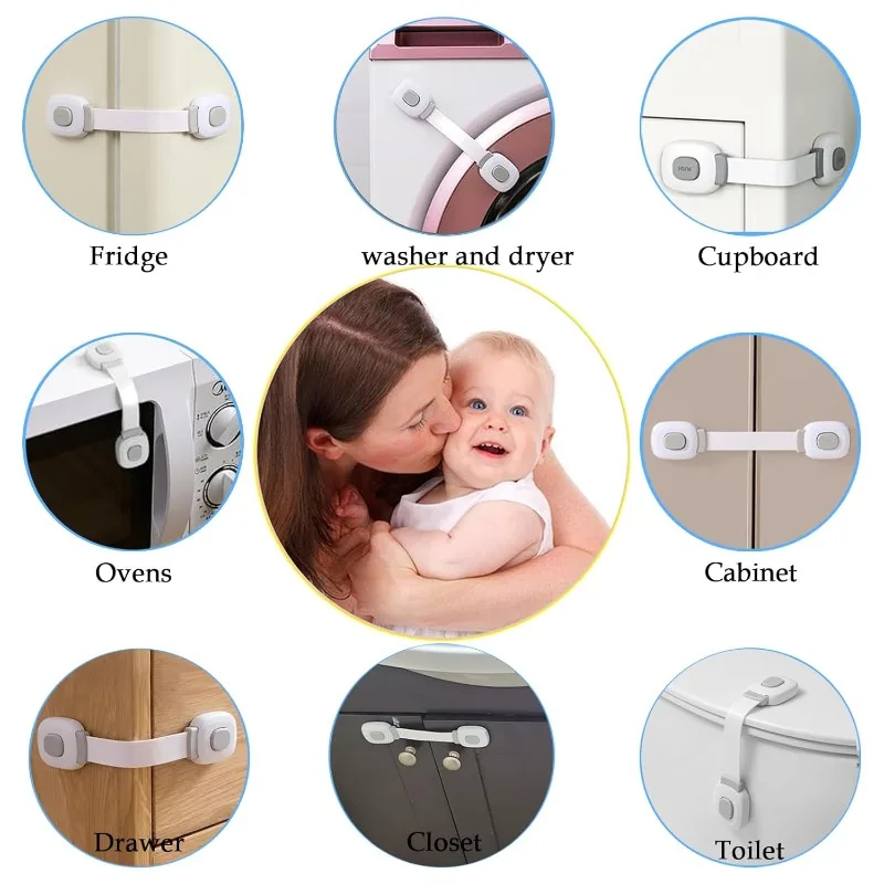 1/2/4PCS Baby Cabinet Locks Kids Safety Cabinet Proofing Child Safety Strap Lock Adhesive Drawer Fridge Oven Door Toilet Latches cabinet lock child lock safety lock refrigerator lock refrigerator door lock