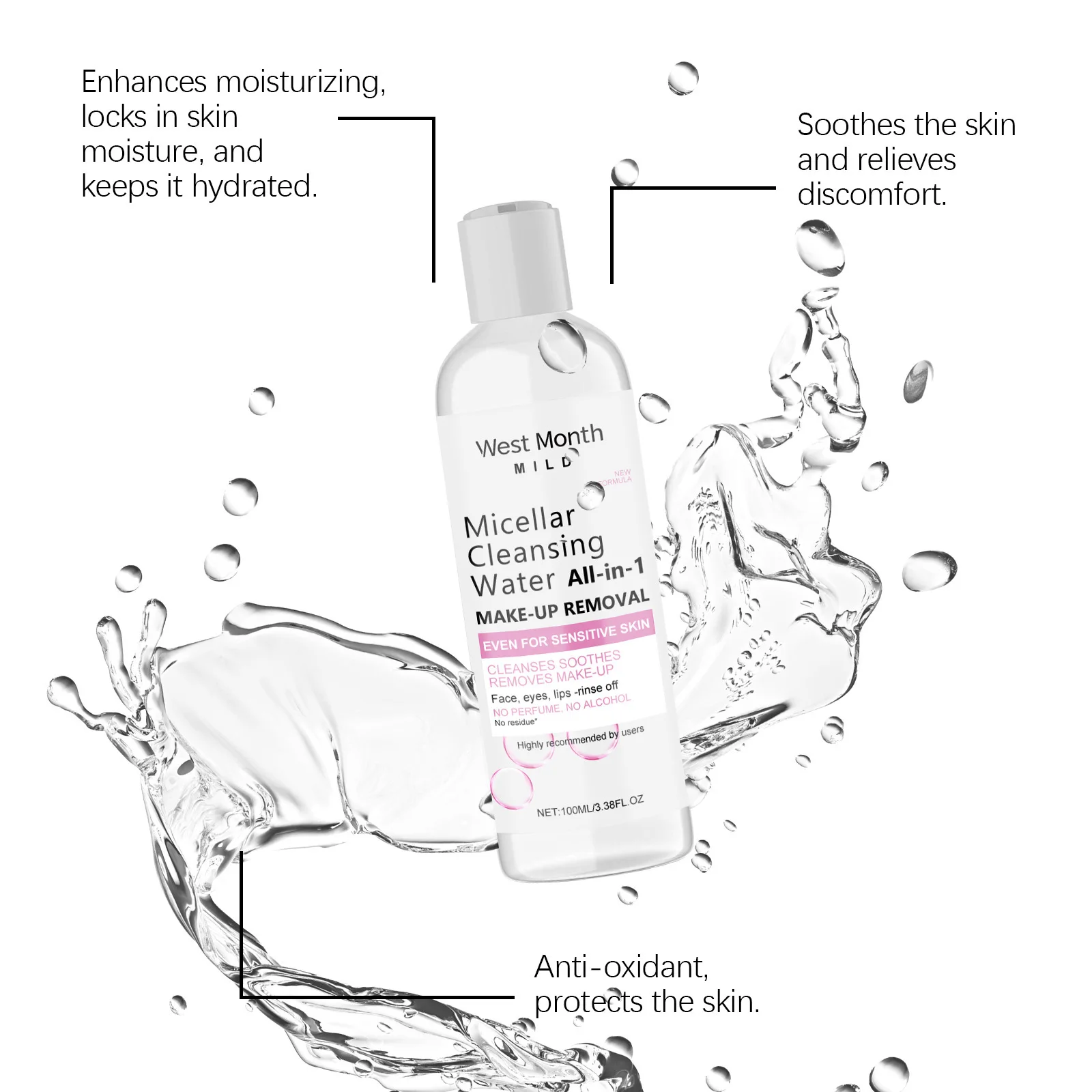 Micellar Water Deep Makeup Remover Cleaning Pores Soft Hydrating Refresh Moisturizing Eyes Lips Facial Cleanser Liquid Skin Care 5