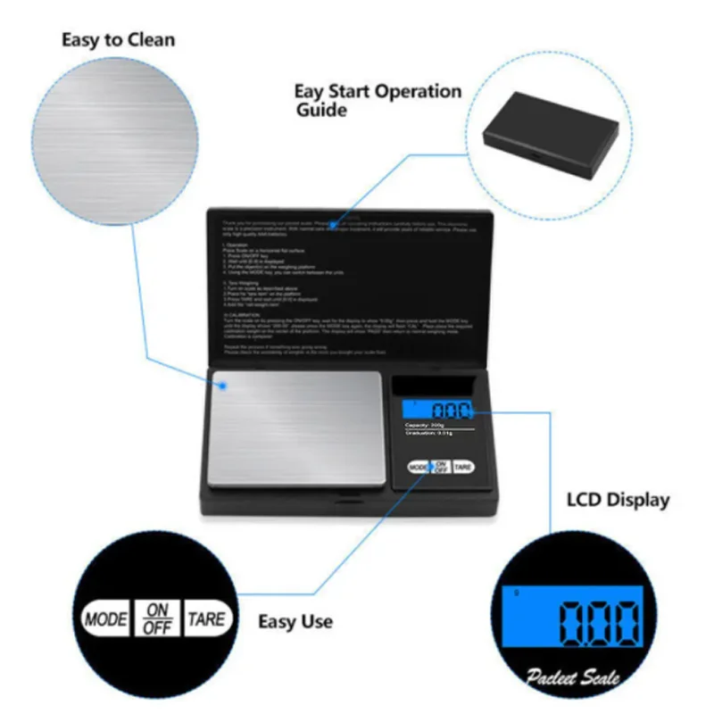 Jewelry Gram Weight LCD Mini Digital Scale with High Accuracy Backlight
