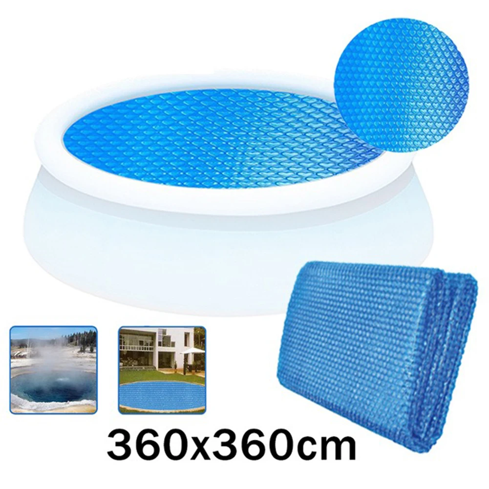 Description Picture 6 of item1pc Blue Swimming Pool Heater Solar Tarpaulin Dust Cover Insulation Film Maintaining Pool Temperature Outdoor Swimming Pool Tool