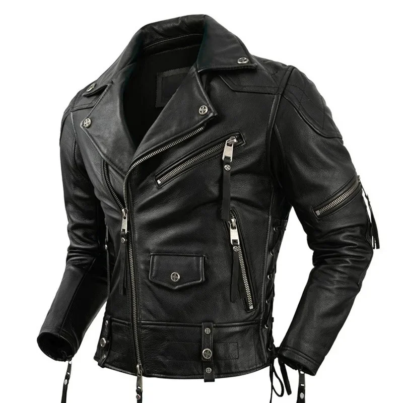 

Jacket Motorcycle Real Cowhide Leather Mens Motor Biker s Men Riding Genuine LeatherS-XL