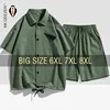 T Shirt Men Suit Shorts Tshirt Set Bubble Oversize 6XL 7XL 8XL Plus Size Short Sleeve Summer T-shirts Breathable Fashion Loose 1