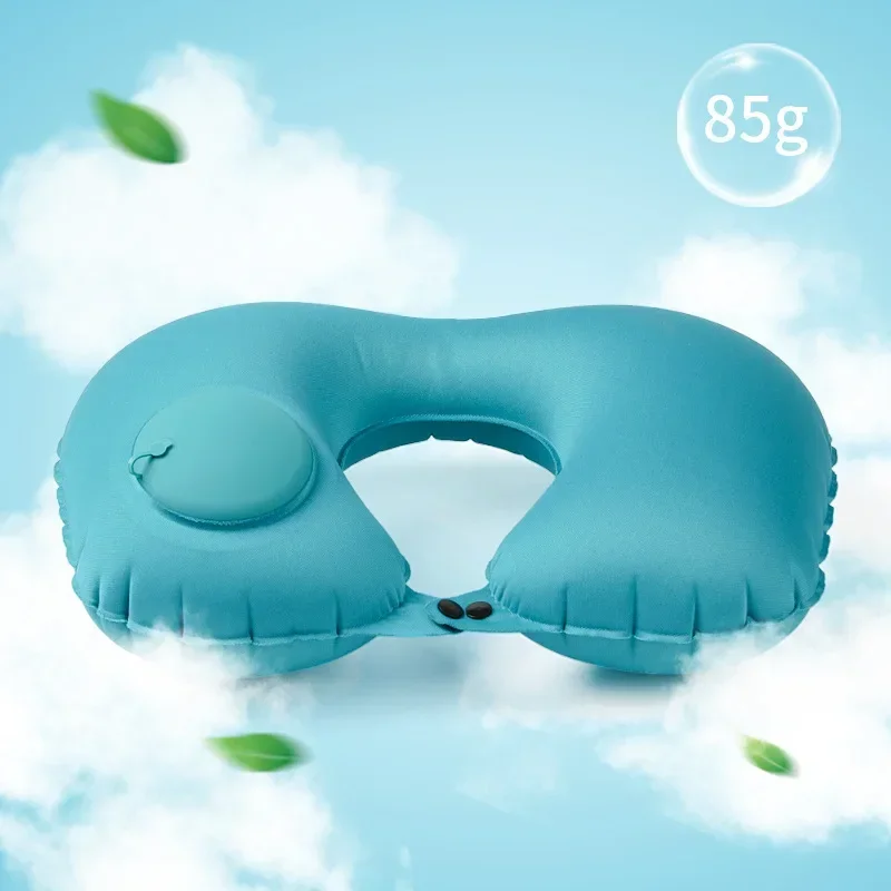 U-Shape Travel Pillow Automatic Air Inflatable Airplane Car Pillows Ring Pillow Folding Press Type Bed Pillows Neck Cushion 2 6