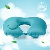 U-Shape Travel Pillow Automatic Air Inflatable Airplane Car Pillows Ring Pillow Folding Press Type Bed Pillows Neck Cushion 2 6
