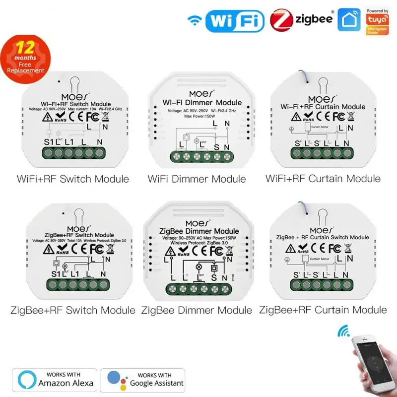 Módulo interruptor Tuya ZigBee 3.0 Sin Neutro - DOMU SMART