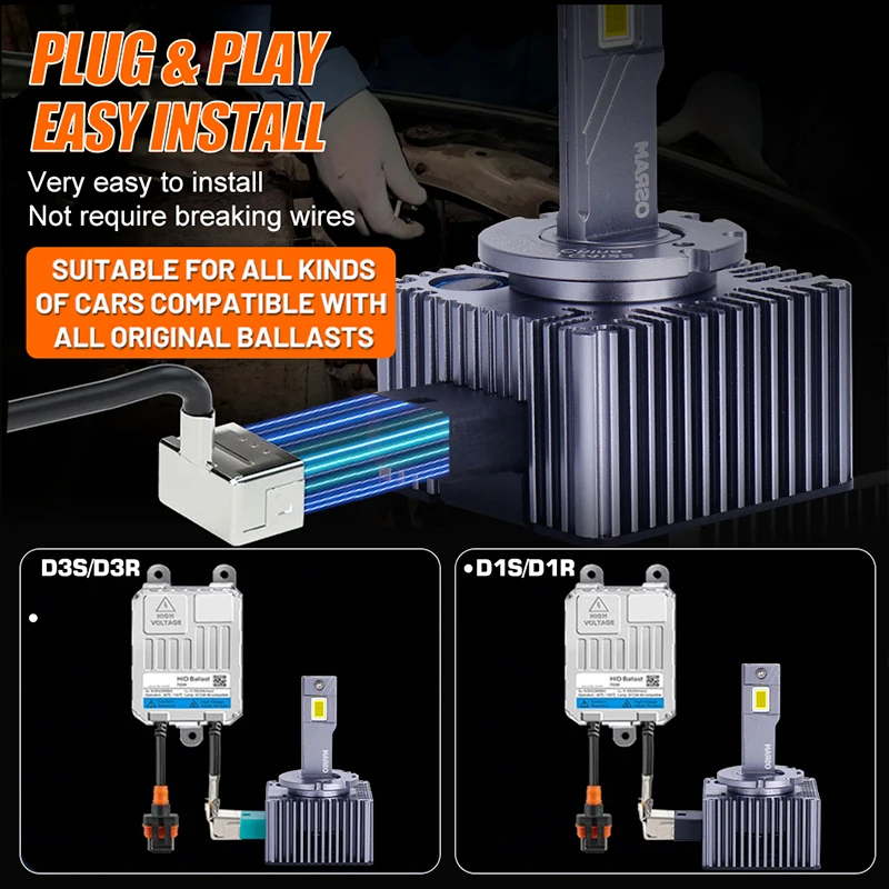 오스람 45W D1S D3S 헤드라이트 전구 D3S LED 캔버스 30PCS CSP 자동차 LED 램프 자동차 조명 6000K D1S D3S HID 크세논 교체용